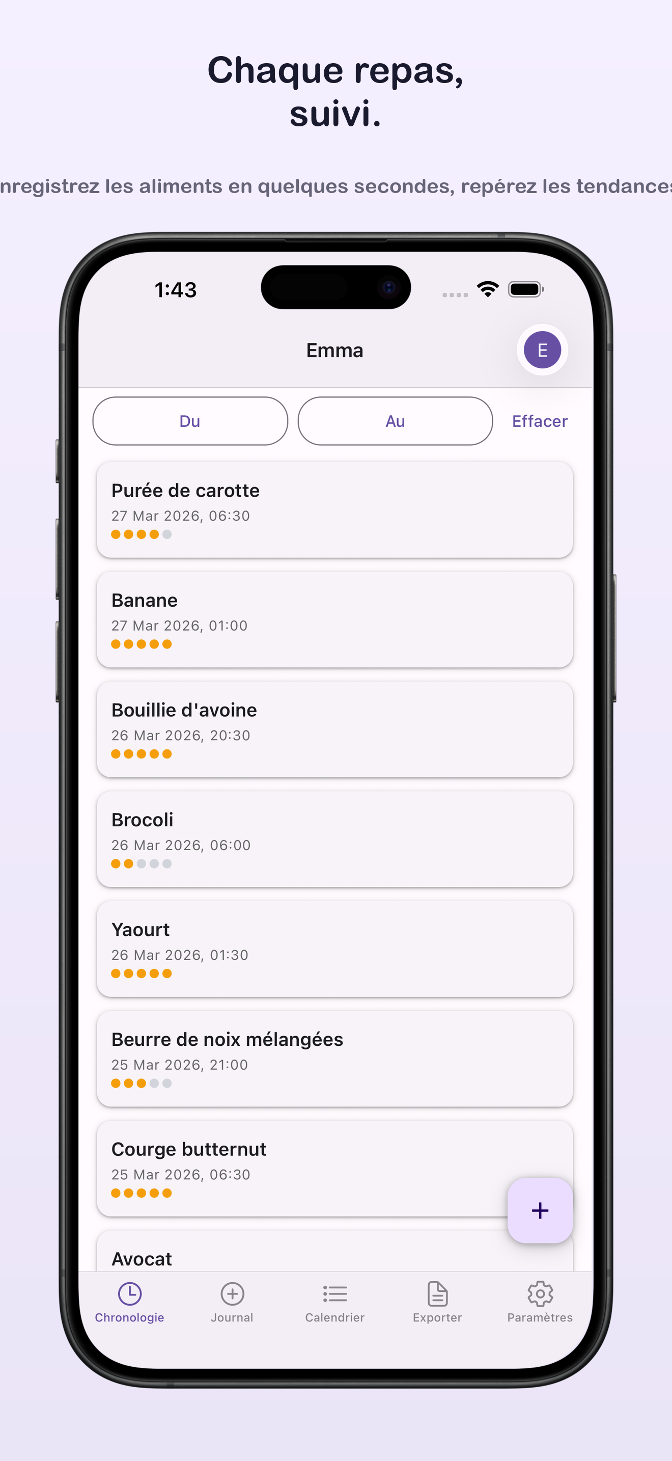 App timeline view